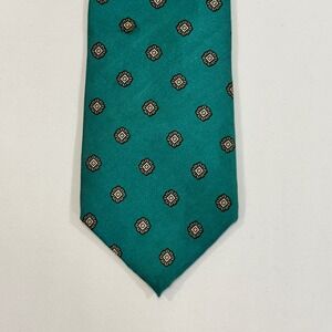American Traditions Medallion Silk Tie Mens OS Teal Green Geometric | Classic